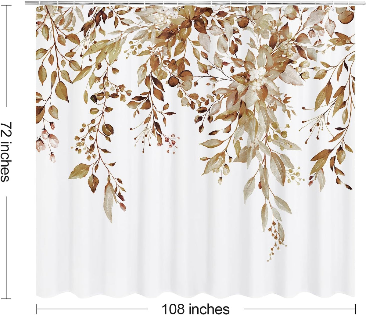 Grey Eucalyptus Shower Curtain, Watercolor Floral Print, 72x72