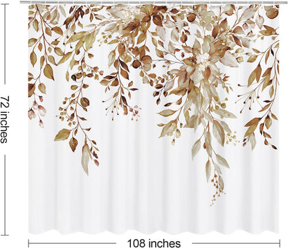 Grey Eucalyptus Shower Curtain, Watercolor Floral Print, 72x72