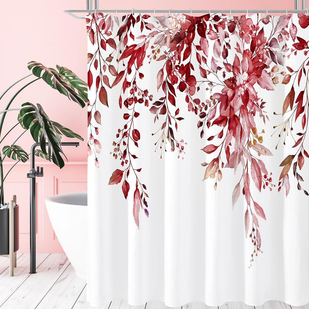 Grey Eucalyptus Shower Curtain, Watercolor Floral Print, 72x72
