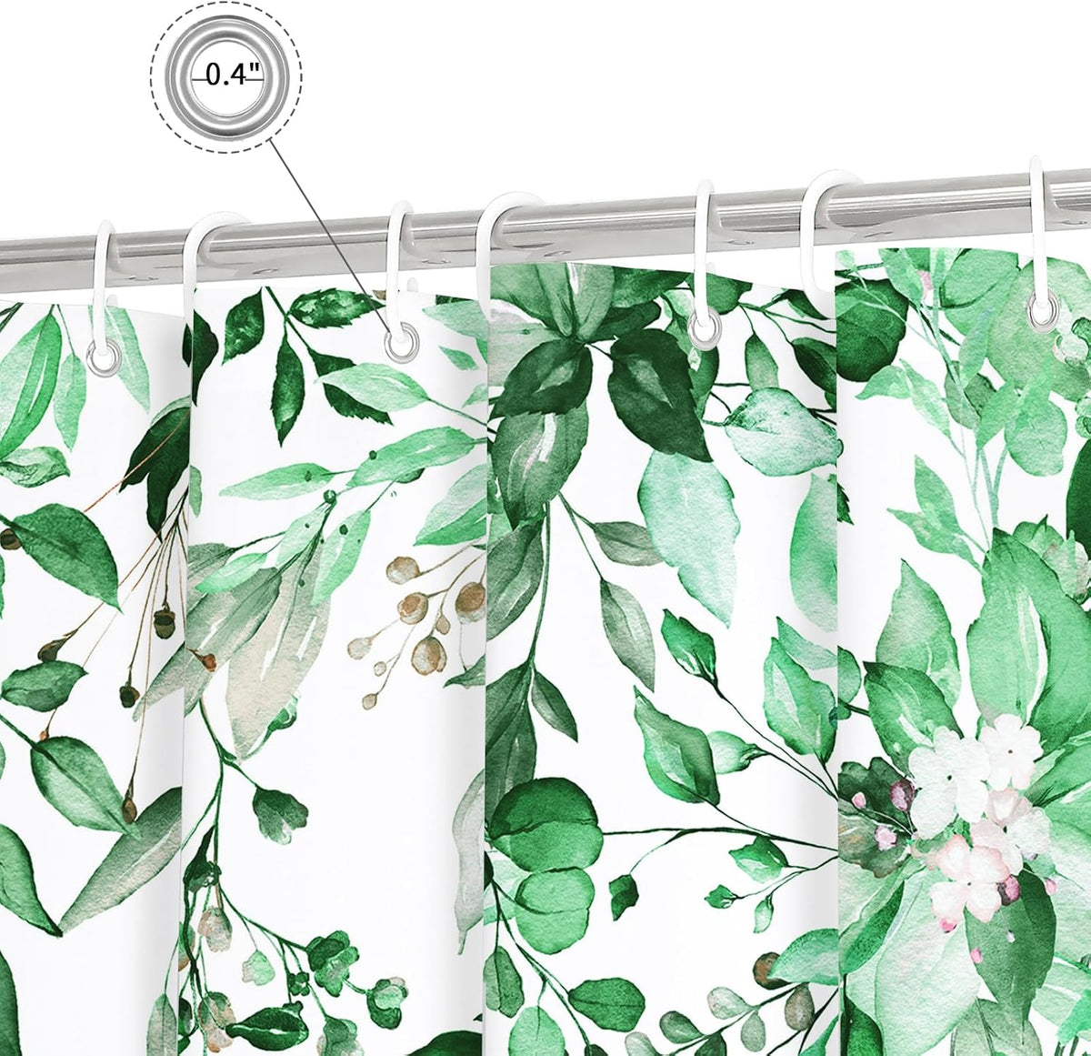 Grey Eucalyptus Shower Curtain, Watercolor Floral Print, 72x72
