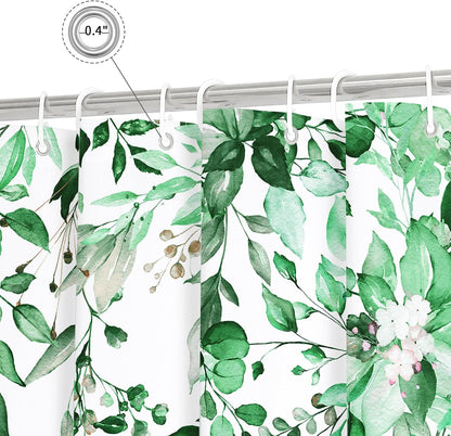 Grey Eucalyptus Shower Curtain, Watercolor Floral Print, 72x72
