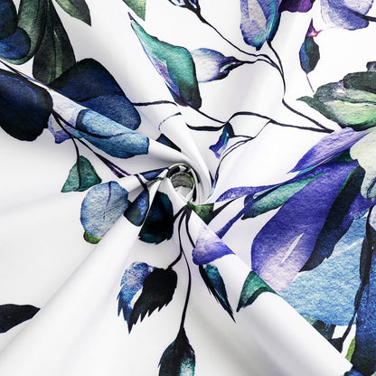 Grey Eucalyptus Shower Curtain, Watercolor Floral Print, 72x72