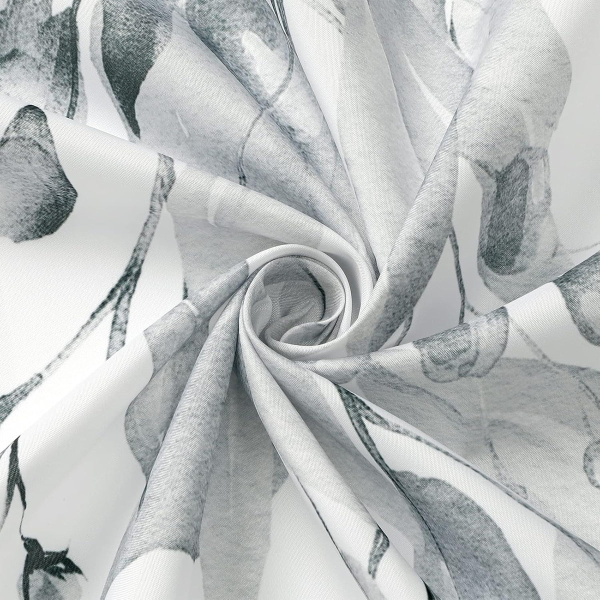 Grey Eucalyptus Shower Curtain, Watercolor Floral Print, 72x72