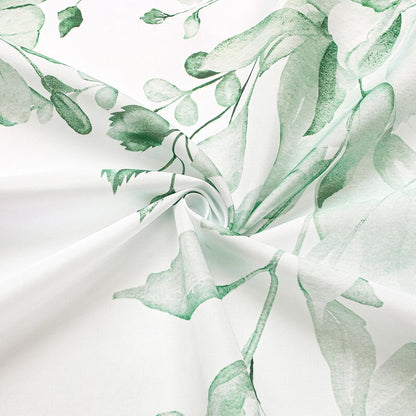 Grey Eucalyptus Shower Curtain, Watercolor Floral Print, 72x72