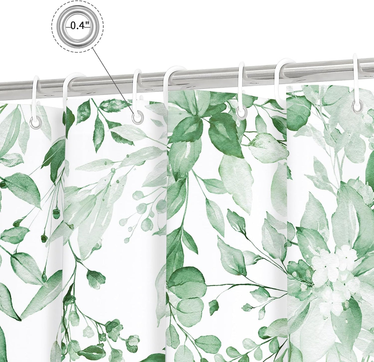 Grey Eucalyptus Shower Curtain, Watercolor Floral Print, 72x72
