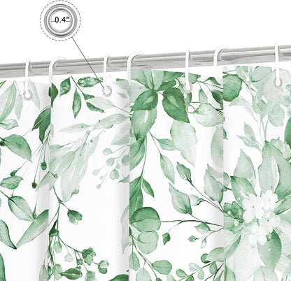 Grey Eucalyptus Shower Curtain, Watercolor Floral Print, 72x72