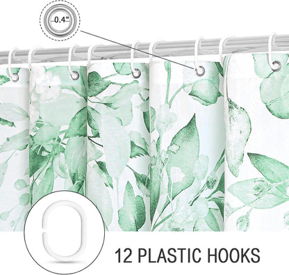 Grey Eucalyptus Shower Curtain, Watercolor Floral Print, 72x72
