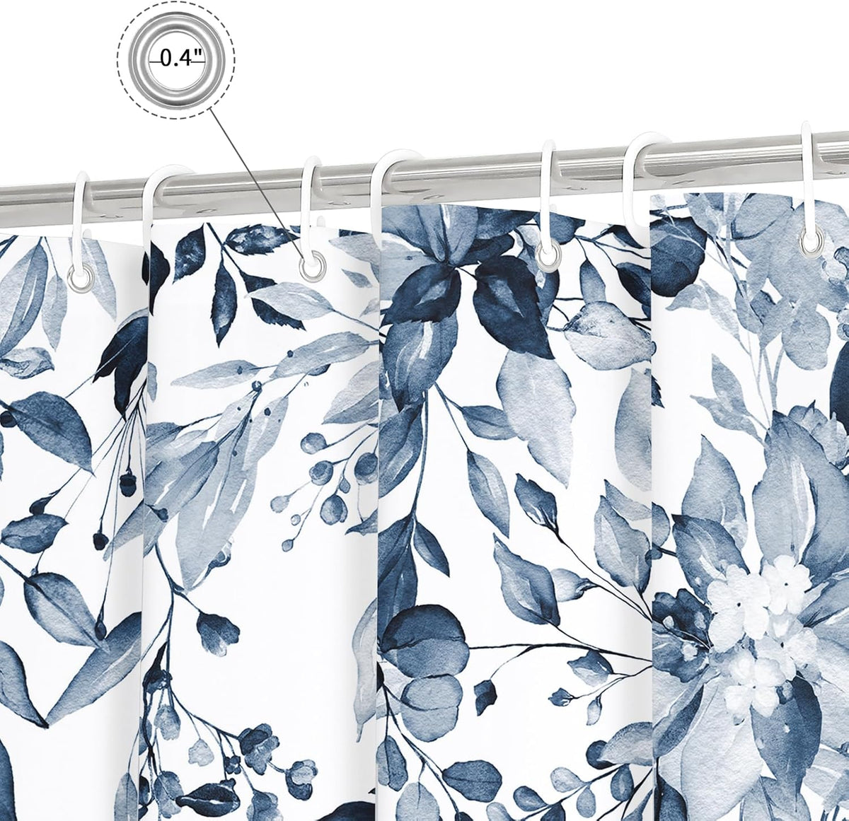 Grey Eucalyptus Shower Curtain, Watercolor Floral Print, 72x72