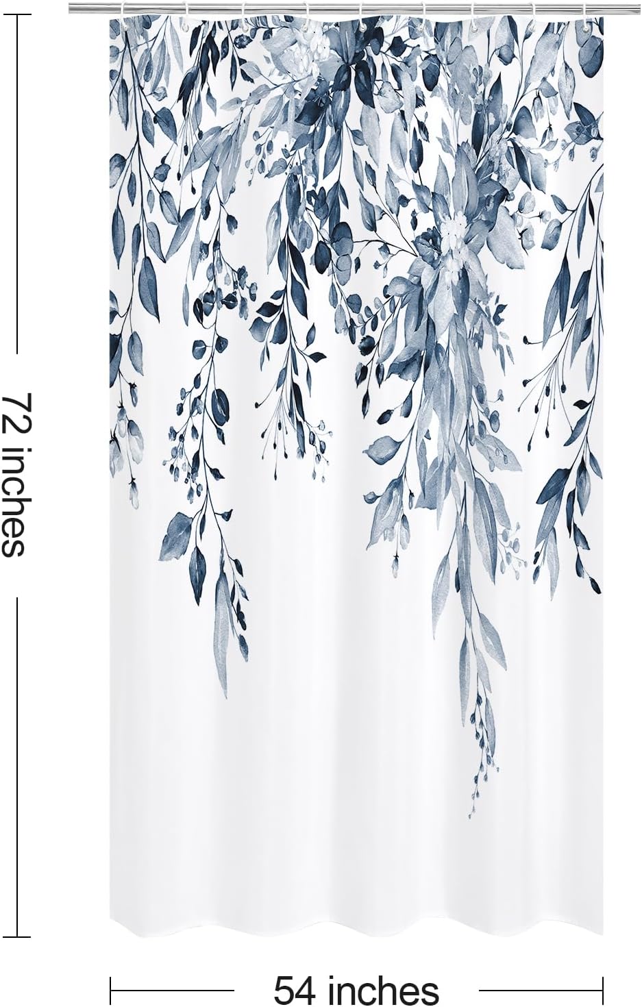 Grey Eucalyptus Shower Curtain, Watercolor Floral Print, 72x72