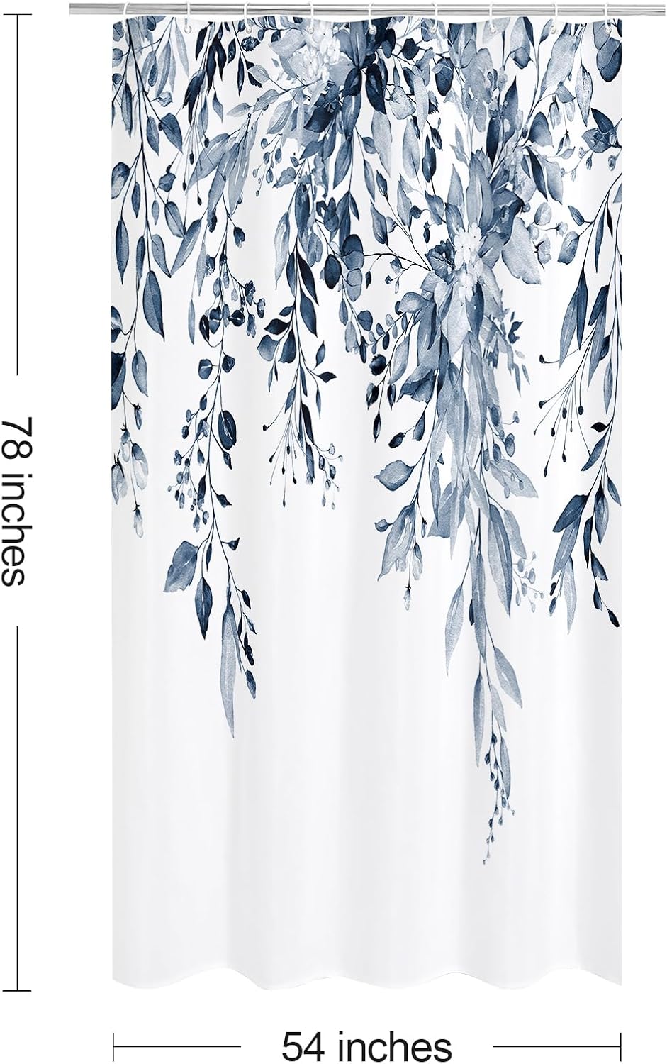 Grey Eucalyptus Shower Curtain, Watercolor Floral Print, 72x72