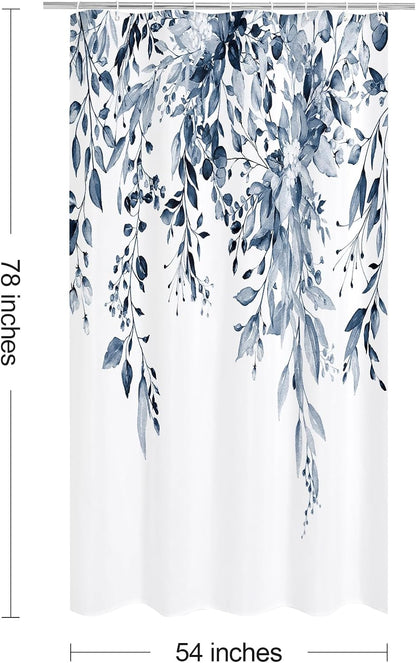 Grey Eucalyptus Shower Curtain, Watercolor Floral Print, 72x72