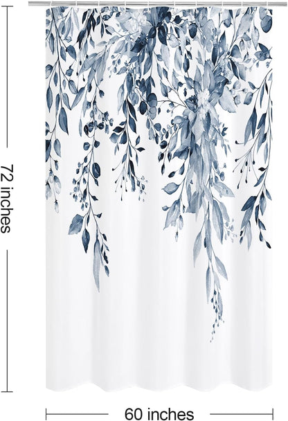 Grey Eucalyptus Shower Curtain, Watercolor Floral Print, 72x72