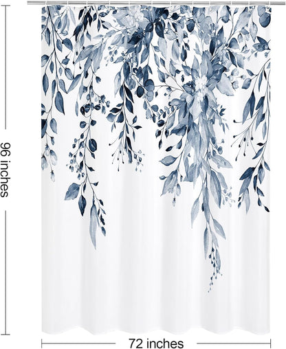 Grey Eucalyptus Shower Curtain, Watercolor Floral Print, 72x72