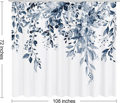 Grey Eucalyptus Shower Curtain, Watercolor Floral Print, 72x72
