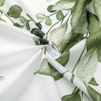 Grey Eucalyptus Shower Curtain, Watercolor Floral Print, 72x72
