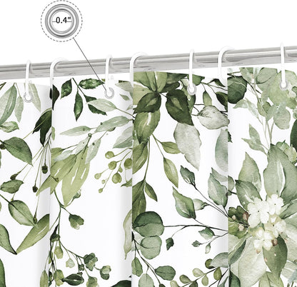 Grey Eucalyptus Shower Curtain, Watercolor Floral Print, 72x72