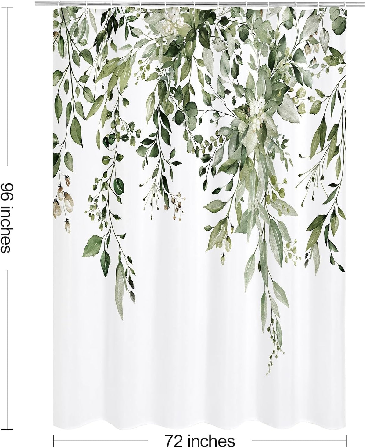 Grey Eucalyptus Shower Curtain, Watercolor Floral Print, 72x72