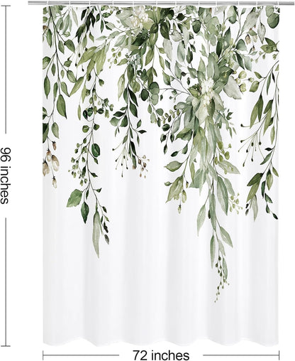 Grey Eucalyptus Shower Curtain, Watercolor Floral Print, 72x72