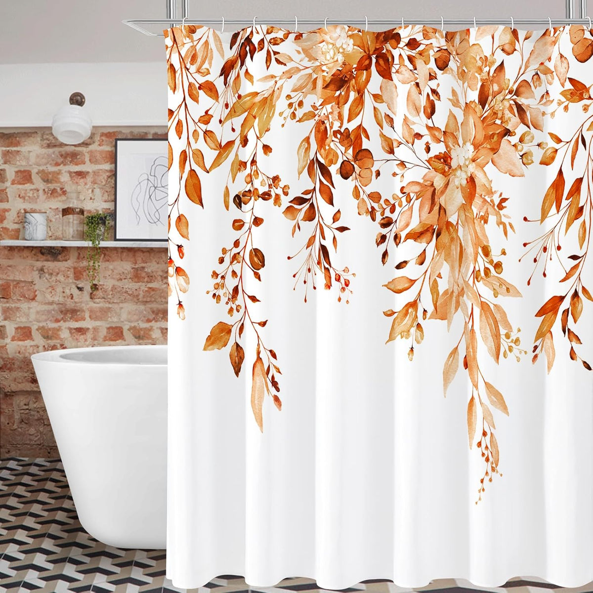 Grey Eucalyptus Shower Curtain, Watercolor Floral Print, 72x72