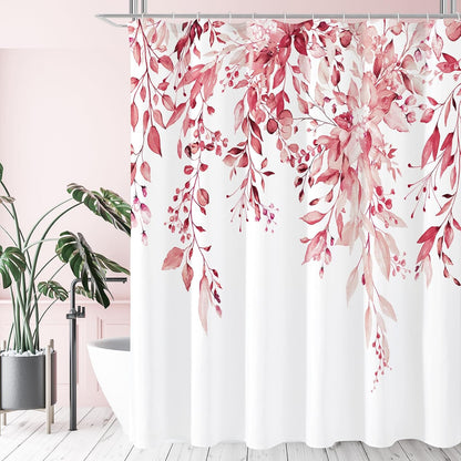 Grey Eucalyptus Shower Curtain, Watercolor Floral Print, 72x72