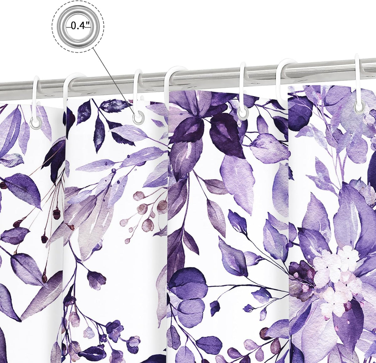 Grey Eucalyptus Shower Curtain, Watercolor Floral Print, 72x72