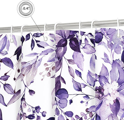 Grey Eucalyptus Shower Curtain, Watercolor Floral Print, 72x72