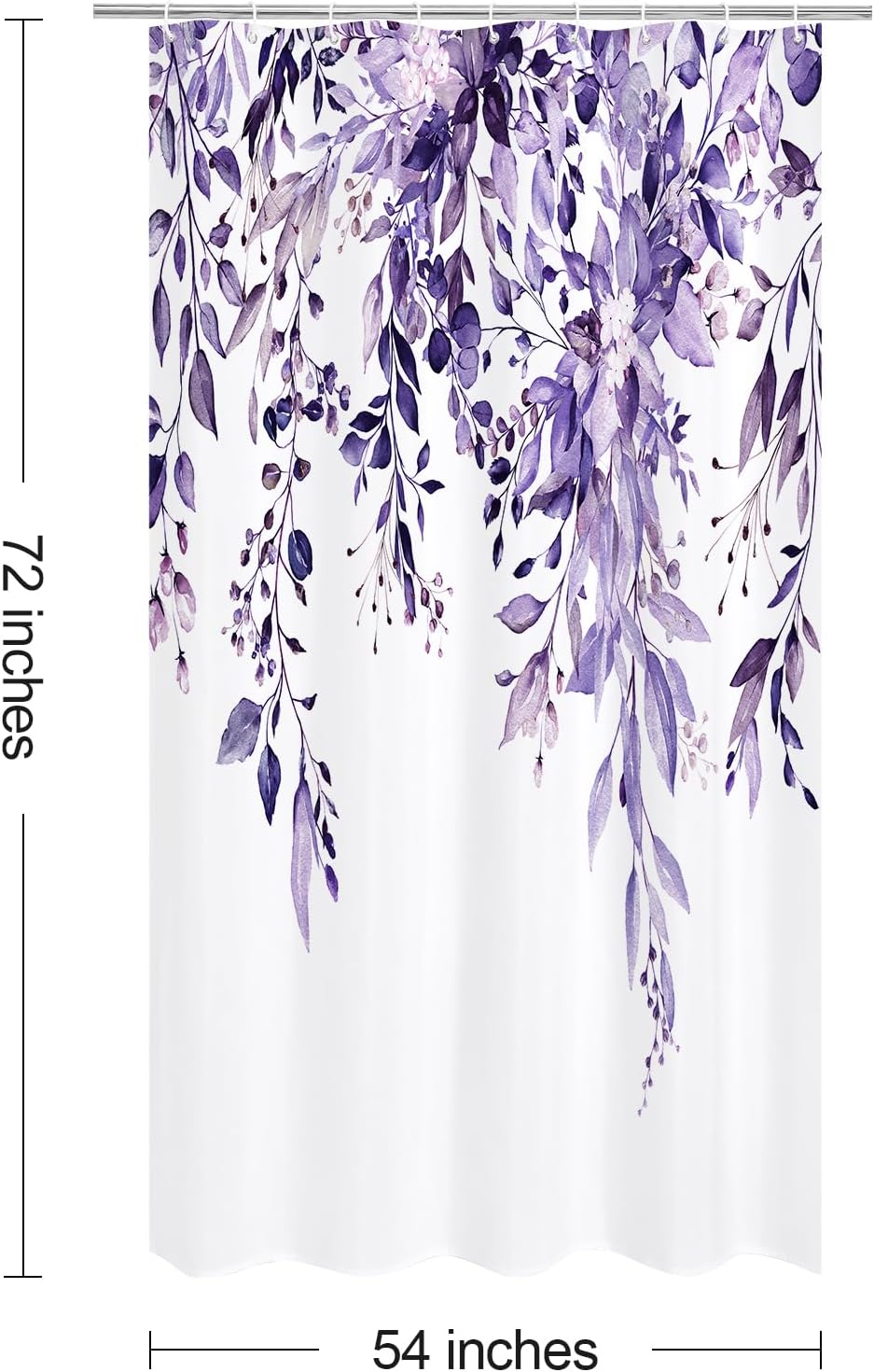 Grey Eucalyptus Shower Curtain, Watercolor Floral Print, 72x72