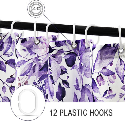 Grey Eucalyptus Shower Curtain, Watercolor Floral Print, 72x72