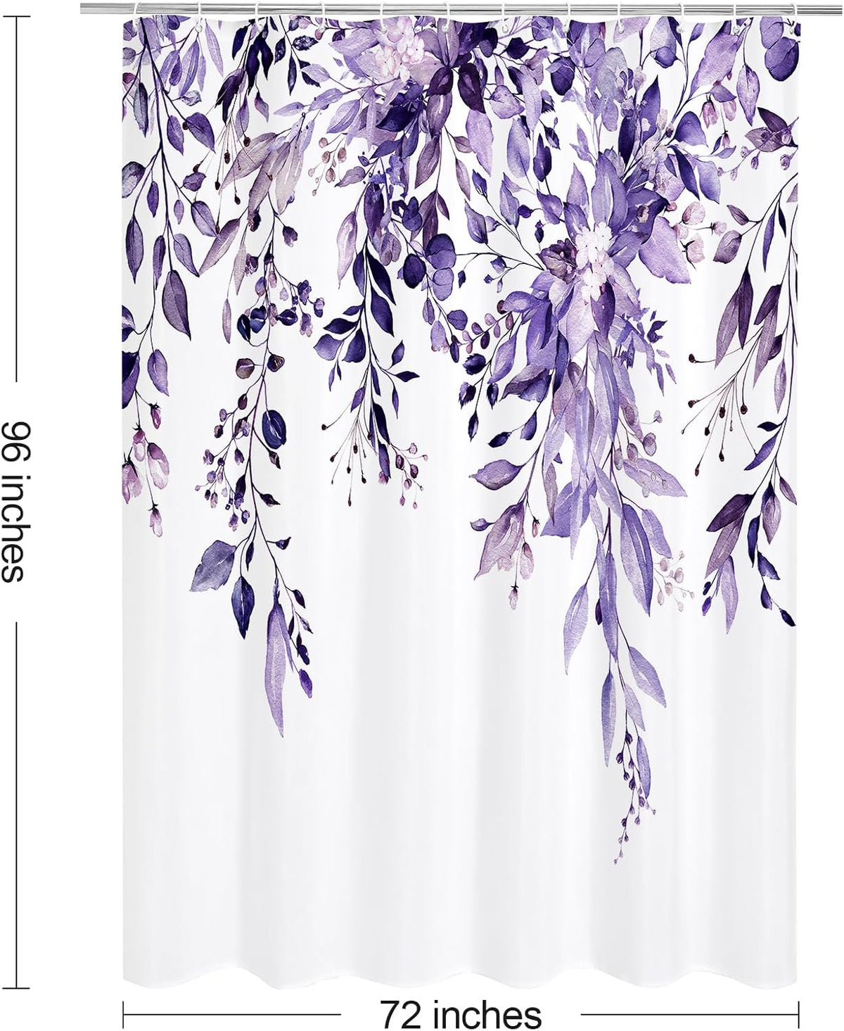 Grey Eucalyptus Shower Curtain, Watercolor Floral Print, 72x72