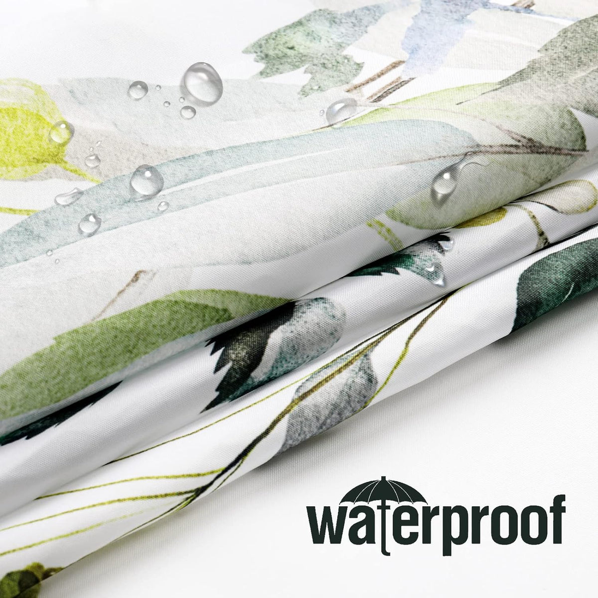 Grey Eucalyptus Shower Curtain, Watercolor Floral Print, 72x72