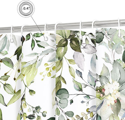 Grey Eucalyptus Shower Curtain, Watercolor Floral Print, 72x72