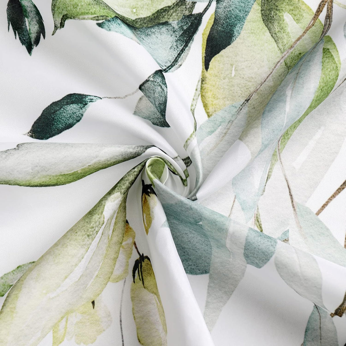 Grey Eucalyptus Shower Curtain, Watercolor Floral Print, 72x72
