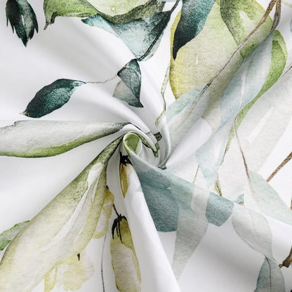 Grey Eucalyptus Shower Curtain, Watercolor Floral Print, 72x72