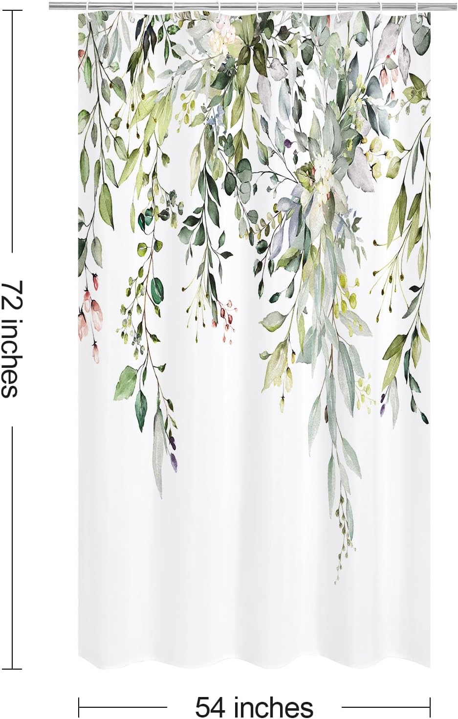 Grey Eucalyptus Shower Curtain, Watercolor Floral Print, 72x72