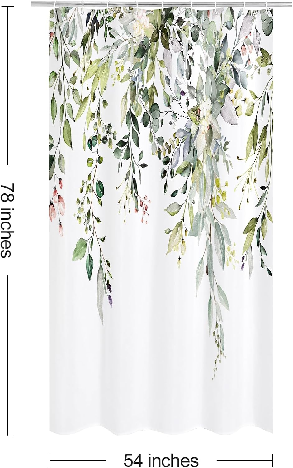 Grey Eucalyptus Shower Curtain, Watercolor Floral Print, 72x72