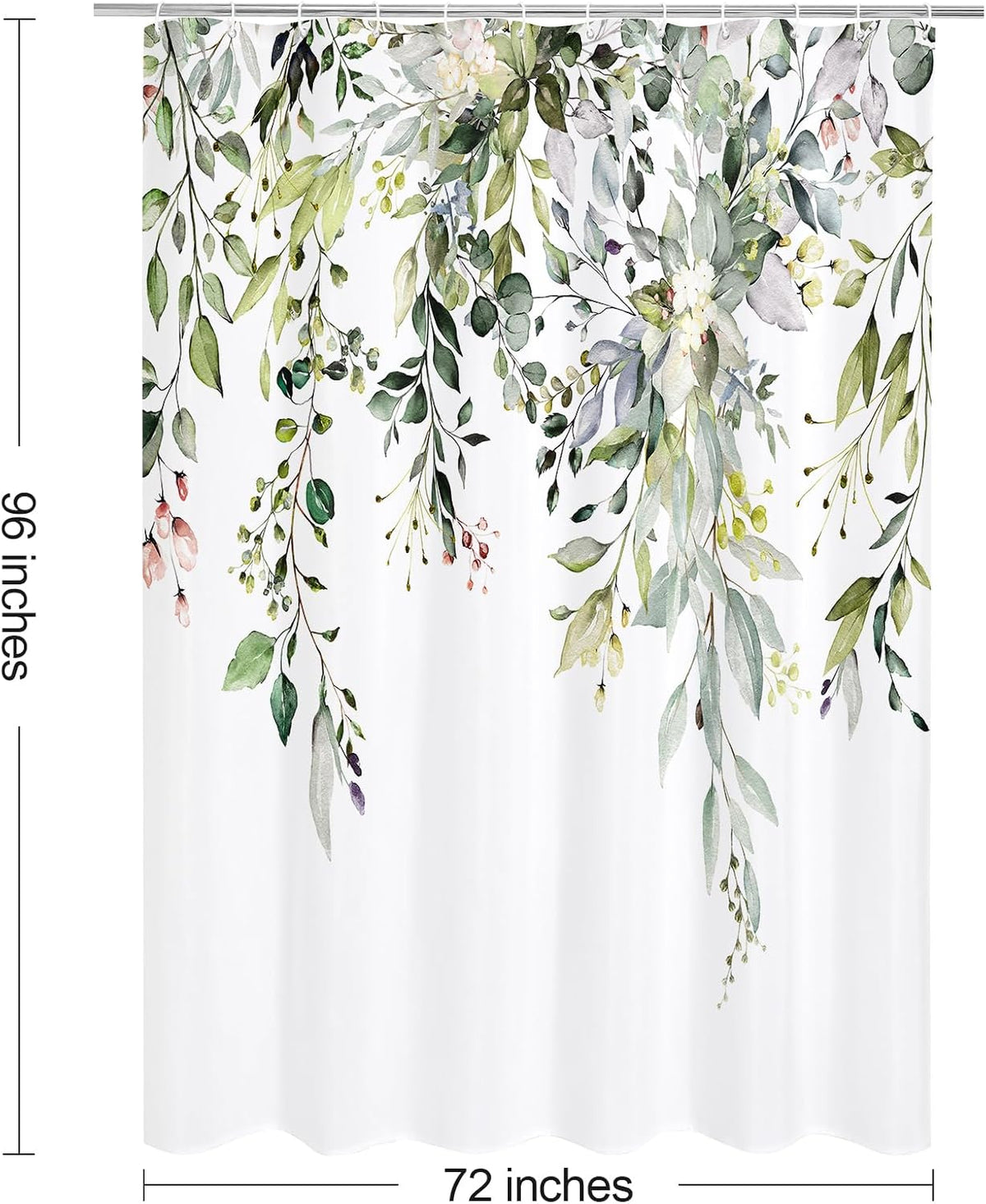 Grey Eucalyptus Shower Curtain, Watercolor Floral Print, 72x72