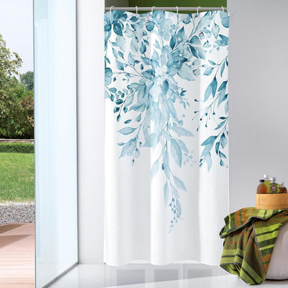 Grey Eucalyptus Shower Curtain, Watercolor Floral Print, 72x72