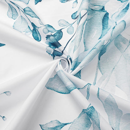 Grey Eucalyptus Shower Curtain, Watercolor Floral Print, 72x72