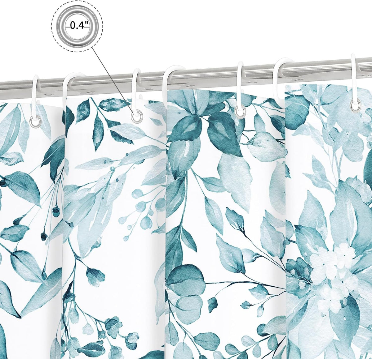 Grey Eucalyptus Shower Curtain, Watercolor Floral Print, 72x72
