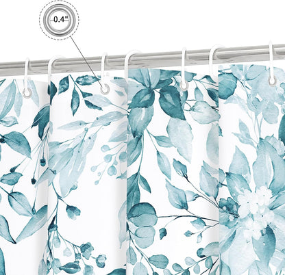 Grey Eucalyptus Shower Curtain, Watercolor Floral Print, 72x72
