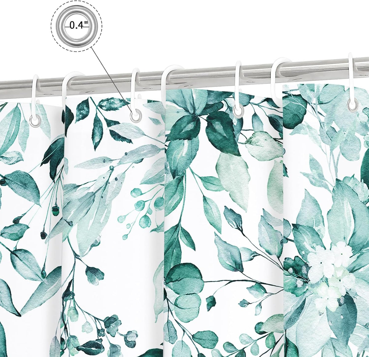 Grey Eucalyptus Shower Curtain, Watercolor Floral Print, 72x72