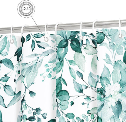 Grey Eucalyptus Shower Curtain, Watercolor Floral Print, 72x72