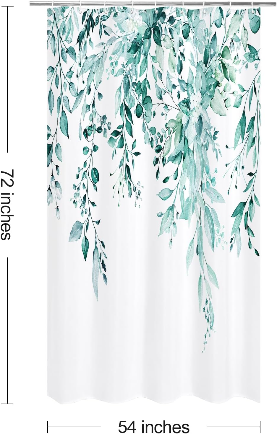 Grey Eucalyptus Shower Curtain, Watercolor Floral Print, 72x72