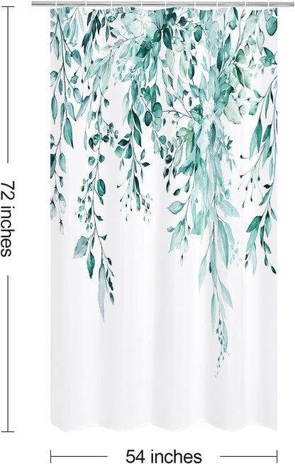 Grey Eucalyptus Shower Curtain, Watercolor Floral Print, 72x72