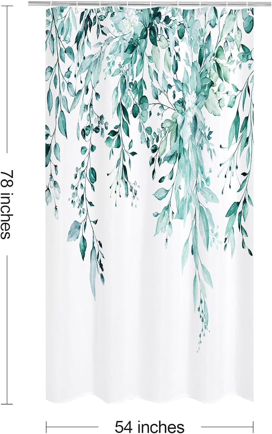 Grey Eucalyptus Shower Curtain, Watercolor Floral Print, 72x72