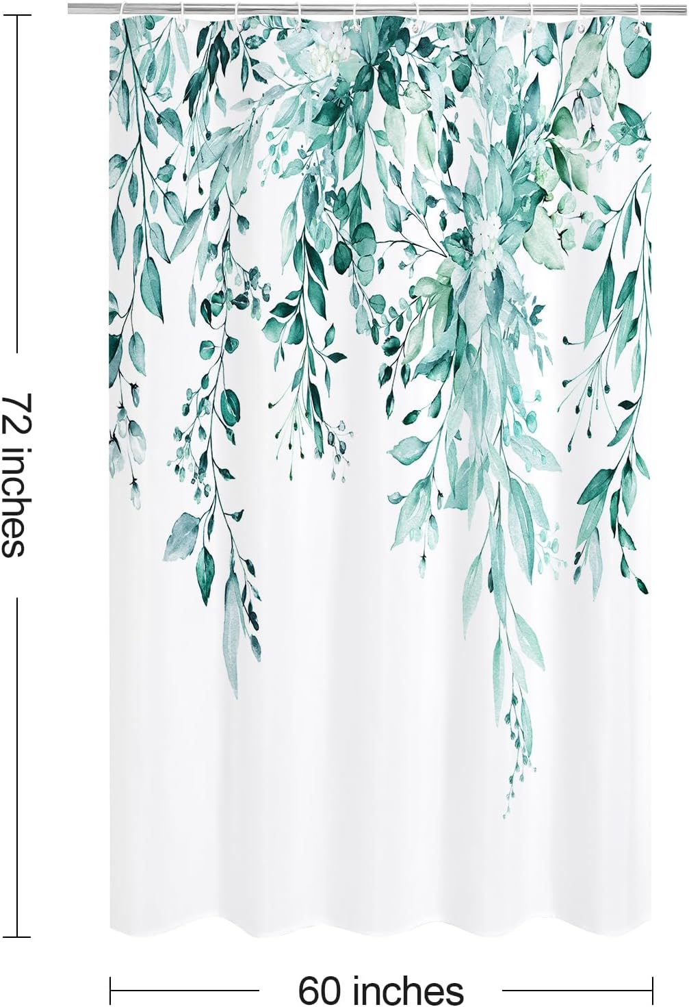 Grey Eucalyptus Shower Curtain, Watercolor Floral Print, 72x72