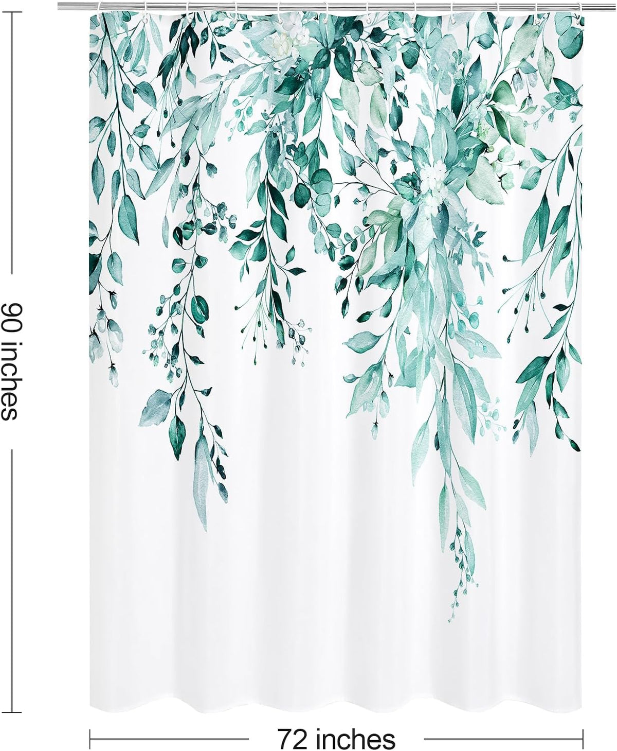 Grey Eucalyptus Shower Curtain, Watercolor Floral Print, 72x72
