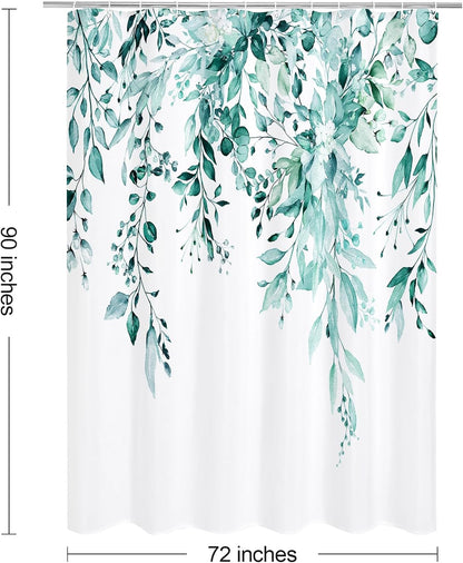Grey Eucalyptus Shower Curtain, Watercolor Floral Print, 72x72