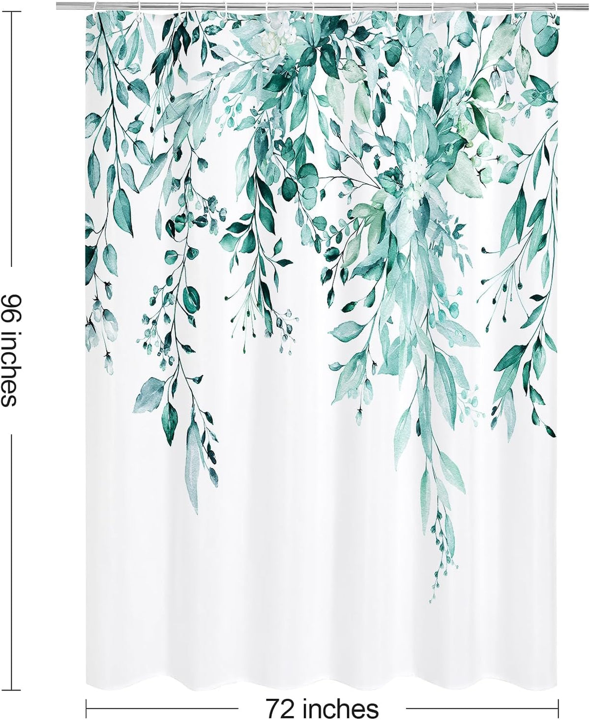 Grey Eucalyptus Shower Curtain, Watercolor Floral Print, 72x72