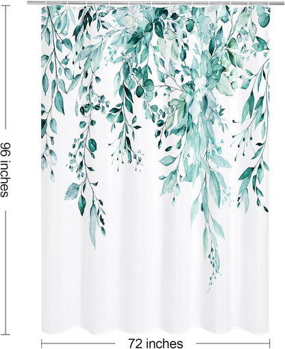 Grey Eucalyptus Shower Curtain, Watercolor Floral Print, 72x72